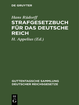 cover image of Strafgesetzbuch für das Deutsche Reich